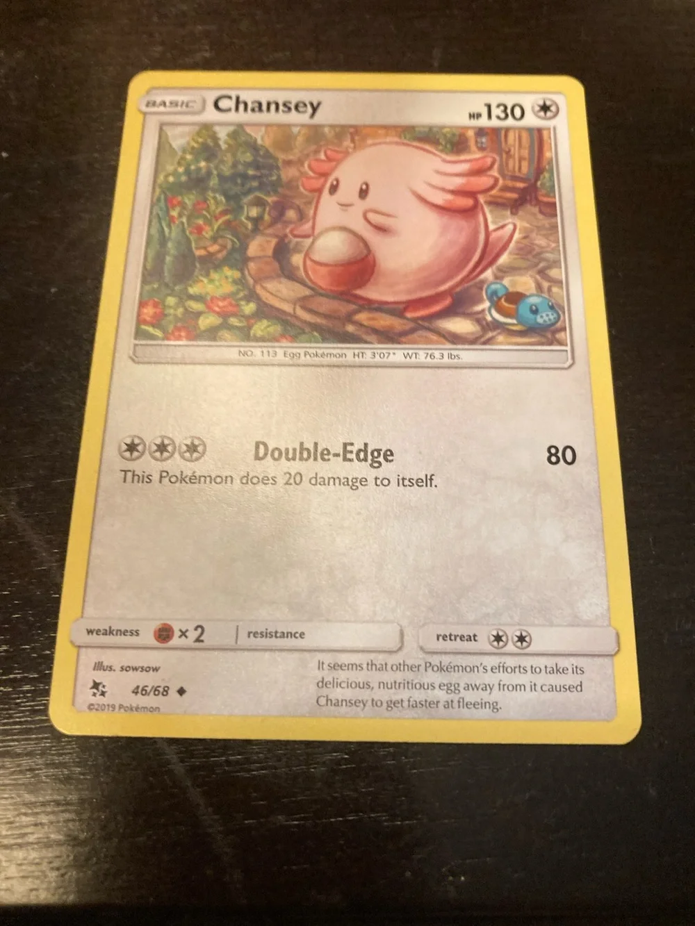 Pokemon Chansey Trading Card - Pink & Yellow